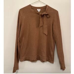 J.Crew 100% cotton camel tie-neck sweater – women’s large